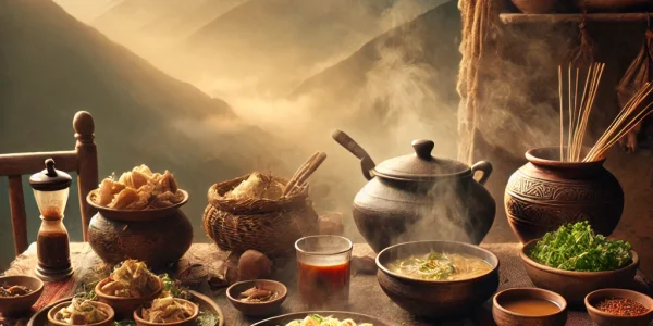 DALL·E-2025-03-19-15.35.00-A-warm-and-inviting-scene-capturing-Himalayan-culinary-heritage.-In-the-background-misty-Himalayan-mountains-with-soft-golden-sunlight-breaking-throu